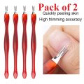 Cuticle knife Trimmer, Cuticle Fork Trimmer Nail Cuticle Remover Trimmer Pusher Dead Skin with Double Head V-Shaped Fork Manicure Pedicure Cleaner Care Tools for Home and Nail Shop 2 Pieces (Red). 