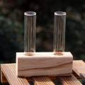 【BestGO】MAREING Transparent Wooden Stand Glass Vase Tabletop Plants Gifts Flower Decoration Hydroponic Plant Test Tube Vase Home Garden Decoration Plant Vases Flower Pot. 
