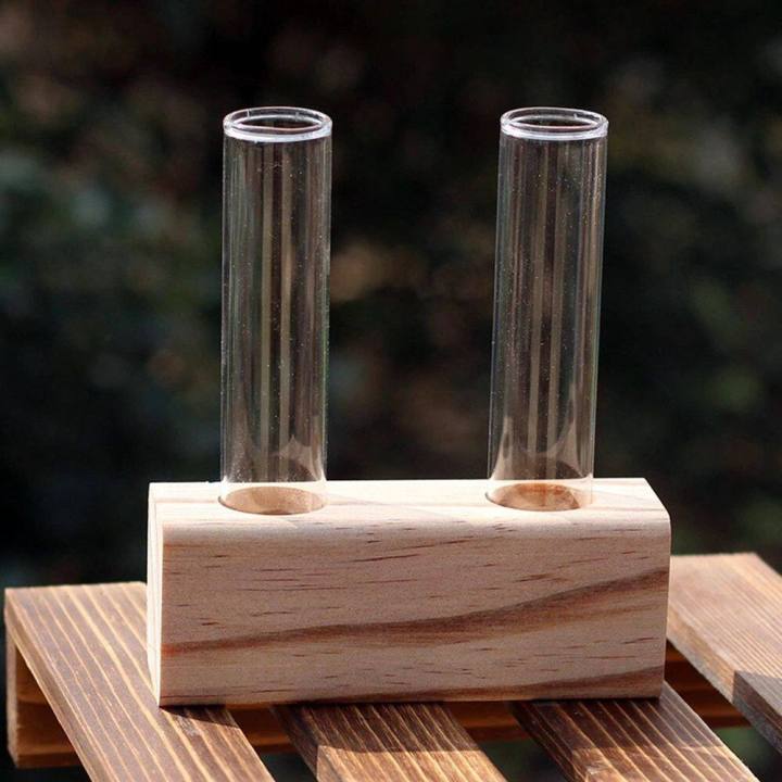 【BestGO】MAREING Transparent Wooden Stand Glass Vase Tabletop Plants Gifts Flower Decoration Hydroponic Plant Test Tube Vase Home Garden Decoration Plant Vases Flower Pot