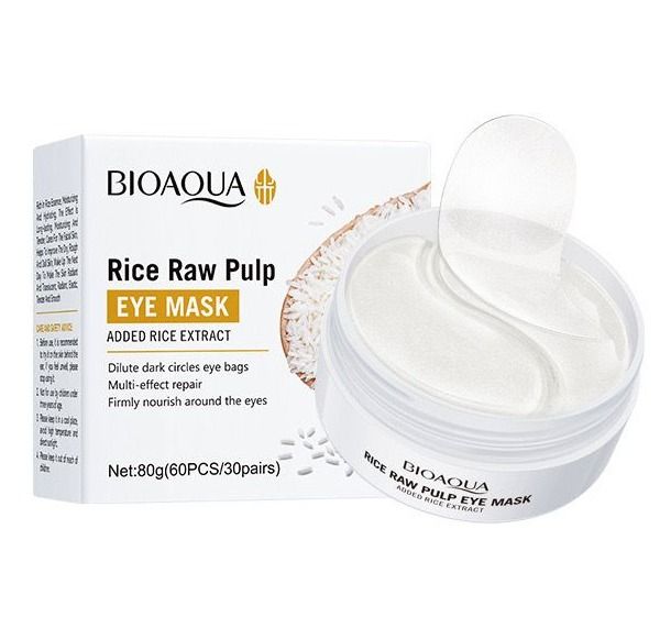 Bioaqua Moisturizing 60Pcs Rice Raw Pulp Collagen Eye Mask Remove Dark Circles Eye Care BQY92663