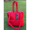 Large Square Queenie Quilted Zipper Bag with Handle, Fashionable and Spacious Tote Bag. 