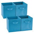 Pack of 4 Foldable Fabric Storage Box Square Bins Cloth Organizer Storage Baskets Folding Nursery Closet Drawer Features Dual Handles Multicolor. 