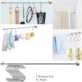 Wall Mount Washroom Bathroom Gadgets Laundry Utensils Storage Hanging Hooks With 2 Feet Rod. 