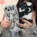 Black Butterfly Case for Redmi 9C 9T 10A 9A 10C A1 A2 9 10 Note 11 9 8 Note 10 Pro Max 10S 11S 12 POCO M3 Starry Sky Moon Stars Luxury Soft Shockproof Cover. 