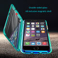 Biruiqu For iPhone 6 6s Plus Magnetic Absorption Case Metal Frame Shockproof Double Sided Tempered Glass Magnetic Case Cover. 