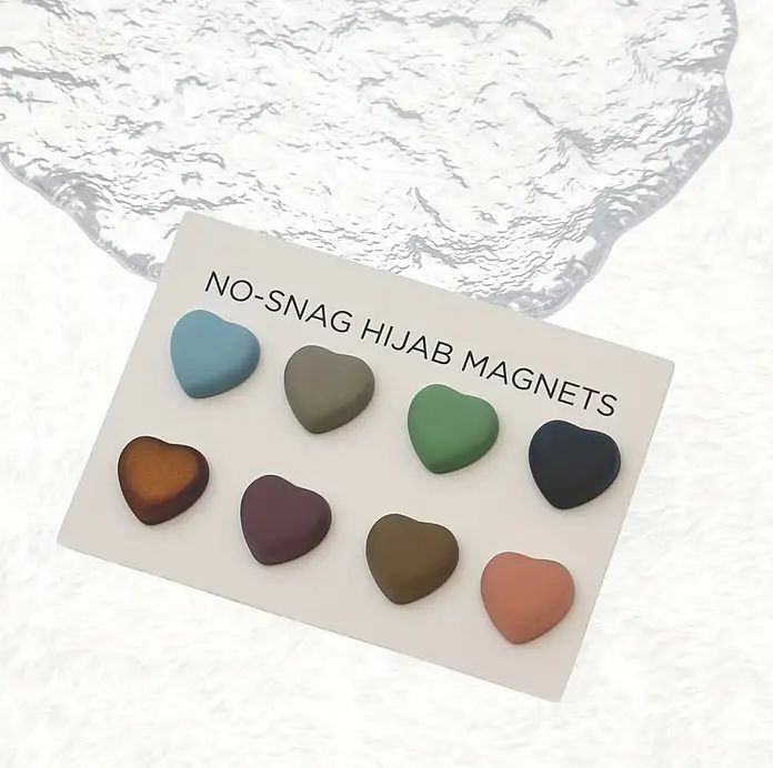 Decent Heart Shape Imported Quality Premium Strong Hijab Magnetic Pins No Snag Multi Use