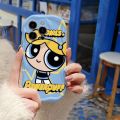 Jizetin for OPPO F11 Back Cover With Cartoon Powerpuff Girls Sunlasses Holder Cream Texture Wavy Edge Soft Silicone Phone Cases. 