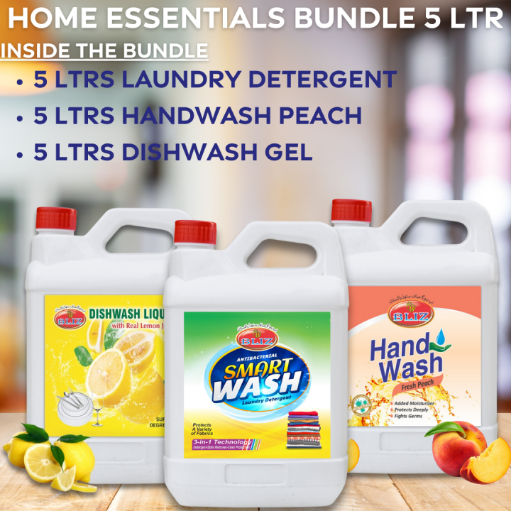 Bliz Ultimate Home Cleaning and Care Trio Bundle: Laundry, Dishes, and Hand Hygiene Essentials