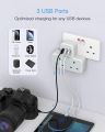 TESSAN 2 Way Multi Plug Adapter Double Socket USB Charger Multi Ports, Power Adapter Shaver Plug Wall Charger Power Plug Extension with 2 AC Outlets and 3 USB Ports 3250W,13A Multiplug Power Adapter 3 Pin Power Strip for Home, Office,Travel, Kitchen, PC,. 