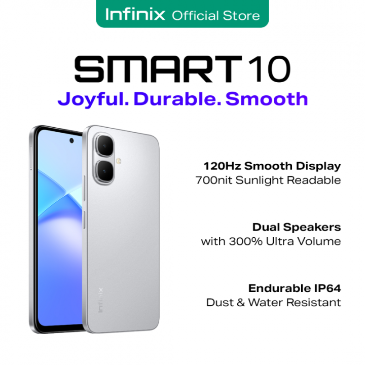 Infinix Smart 10 - 6.67'' Display 4GB RAM 64GB ROM 5000mAh Battery PTA Approved 1 Year Official Brand Warranty