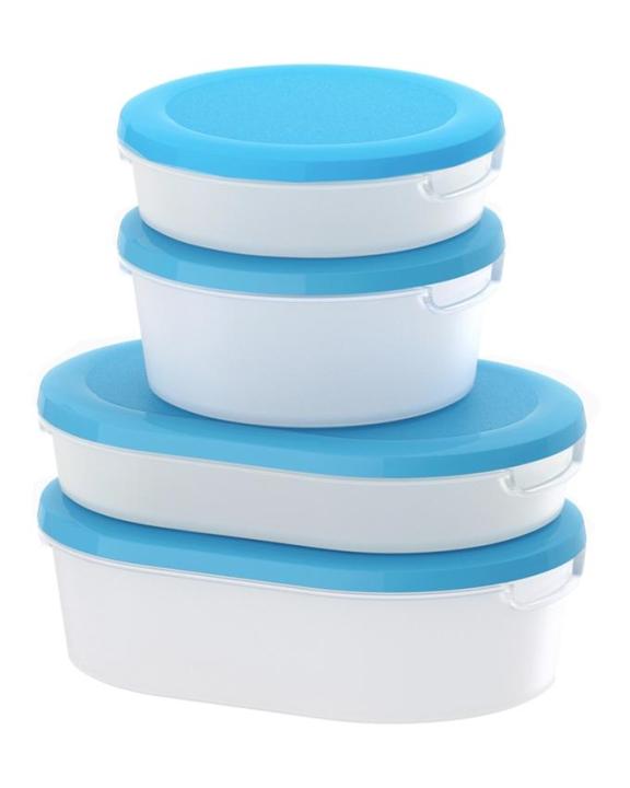 IKEA Food Container, Set of 04, white, blue