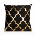 Black & Gold Velvet Laser Cushion Cover. 