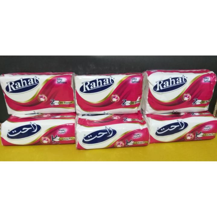 Tissue Silky Soft (2ply 300 Sheets) Rahat Original (Pack of 6 Boxes) Premium Quality  Ultra Soft Facial Tissues, Soft Facial Tissue