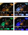 4pcs Car Interior Lights RGB 12 LED Strip Light Car Auto Atmosphere Music Remote Control Flexible Neon Lamp 12V. 