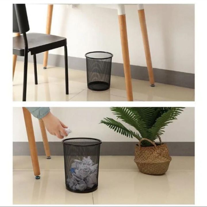 Metal Trash Can Round Dust Bin Waste Container Wastebasket For Office Kitchen Room, Round Metal Mesh Waste Paper Basket Office Dustbin Trash Can Home Office Sturdy Trash Can Round Dust Bin