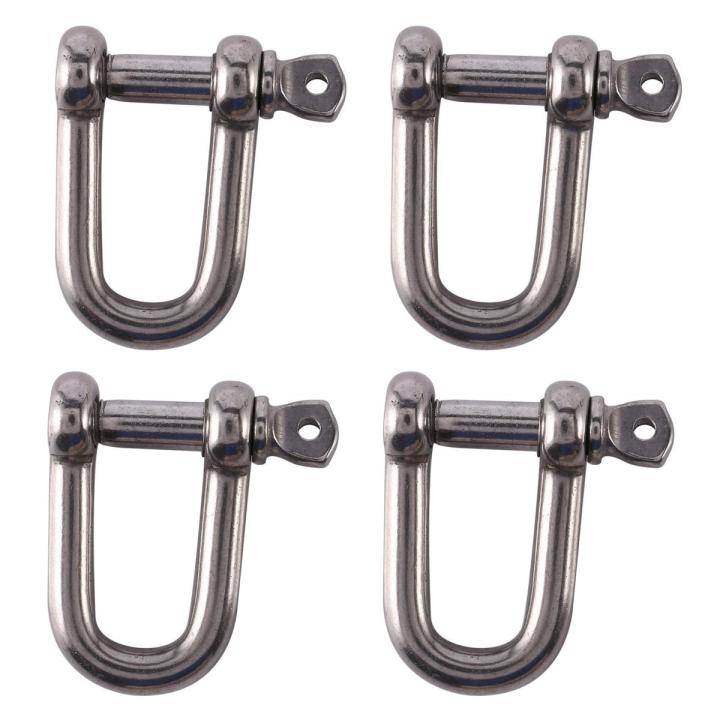 4pcs M6X38mm Straight D-Shackle, Short, Stainless Steel AISI 316