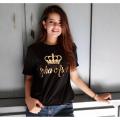 Black Customize Name Printed Cotton Half Sleeves T Shirt For Women. 