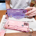 For Realme C21Y / Realme C21-Y Cover [Neck Lanyard + Wrist Strap] Fashion Plating Bumper Stand Phone Case Camera Lens Protection Soft TPU Silicone Shockproof Protective Back Cover. 