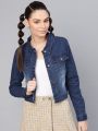 HB   Women Blue Solid Denim Jacket 2022. 