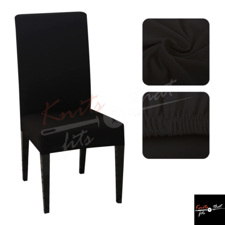 Knit that Fits Cotton Jersey Dining Chair Covers | Soft Stretch Chair Covers | Pack of 4 6 8 | Elastic Fit