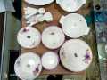 Melamine/Plastic Dinner Set White Rose Double Glaze Heavyweight 8 Persons Serving 80 Pcs Set. 