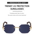 Octagon Sunglasses Fashion Luxury Brand Designer Frameless Sun Glasses Shades UV400 Rimless Eyewear for Women Men. 