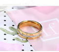 Fashion Trendy 18K Gold Plated Jewelry Ring Titanium Steel Couple Diamond Wedding Ring for Gift. 