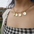 Round Coin Initial Name Necklace For Women Gold 26 Alphabet Jewelry S Rainbow Letter Necklace Collar Iniciales. 