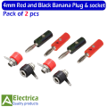 2/5 pair 4mm Red and Black Banana Socket Plug Adapter Male and  female jack socket plug by Electrica. 