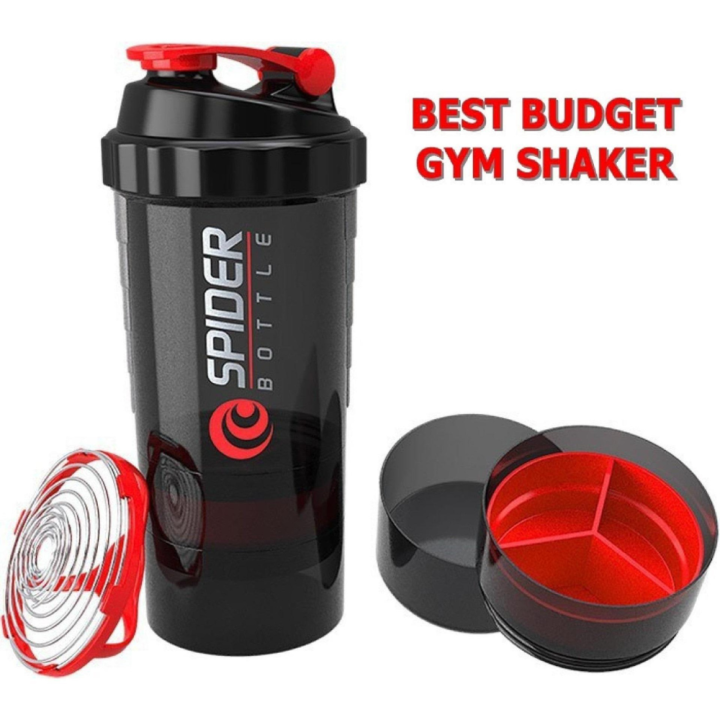 3 Layers Spider Bottle Protein Powder Shaker Cup Large Capacity for Body Building Exercise 500ml Gym Protein Shaker Cup Powder Storage Container Sports Wire Shaker Cup with Water Bottles Ball Cups