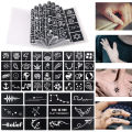 JM 264 maps 17 Sheet Waterproof Henna Tattoo Painting Templates Mehendi Airbrush Glitter Temporary Body Art Set Decal DIY Painting. 