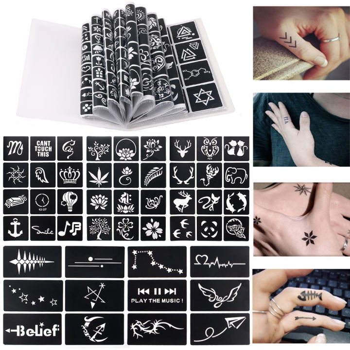 JM 264 maps 17 Sheet Waterproof Henna Tattoo Painting Templates Mehendi Airbrush Glitter Temporary Body Art Set Decal DIY Painting