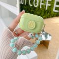 【Solo Yolo】Simple Green Smiley Silicone Case For Airpods Pro 2 1 Wireless Bluetooth Earphone Cases For Air pods 3 Fundas Candy Wrist chain. 
