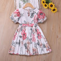 Humor Bear  Summer Dress for Girls Large Flower Pattern Pleated Dress Children's Dresses Girls. 