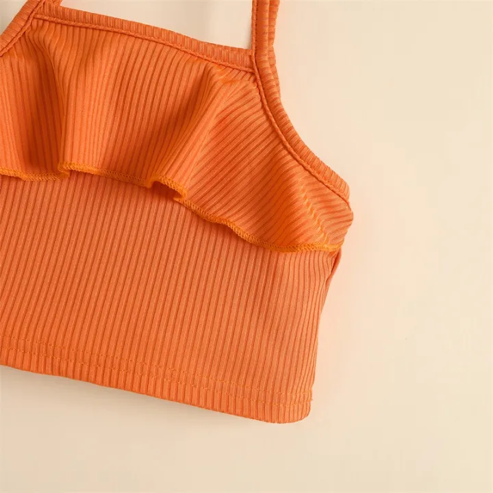 Infant%20Baby%20Two%20Piece%20Set,%20Toddler%20Solid%20Color%20Sleeveless%20Camisole%20Tops%20Elastic%20Waist%20Ruffle%20Hem%20Shorts%20-%20Image%205