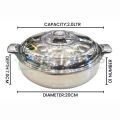 Rex Stainless Steel Hot Pot Set – 3 PCS (20CM, 24CM, 28CM) with Sliding Lock Steel Lids – Mirror Finish Double Body Insulated Food Warmer/ Cooler – Export Quality Hotpot Set. 