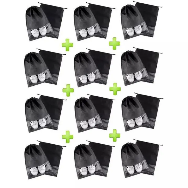 Pack%20of%2012%20-%20Travel%20Shoes%20Storage%20bag%20with%20clear%20window%20non-woven%20with%20PVC%20Bag%20-%20Image%202