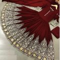 Heavy Embroidered Chiffon Maxi With Plain Malai Trouser With Embroidery Chiffon Dupatta. 