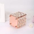 Crystal Makeup Brush Holder, Cosmetic Organizer For Makeup Brushes, Rectangle, Rose Gold. 