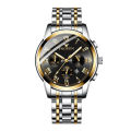Fngeen Men's Fashion Steel Belt Quartz Calendar Luminous Casual Waterproof Watch. 