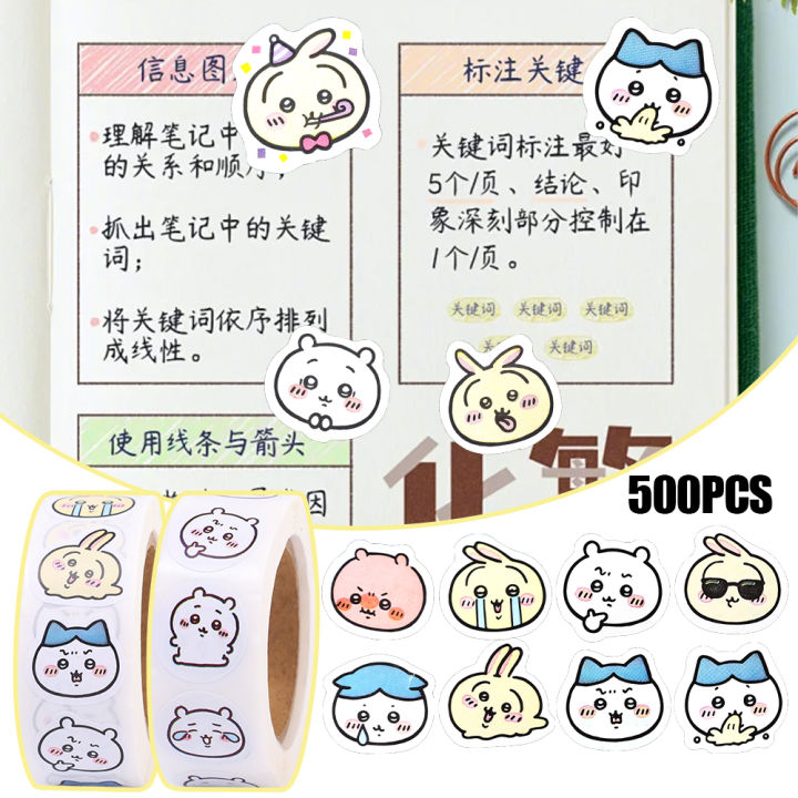 2Roll/Set Chiikawa Tape Roll Stickers Cartoon Cute Pvc Graffiti Style Transparent Stickers Handbook Decorative Stickers Student Writing Gift