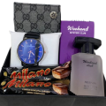 customize gift box for boys - men - brother - husband - son - friends on birthday - eid - valentine with perfume - watch - wallet - chocolates. 