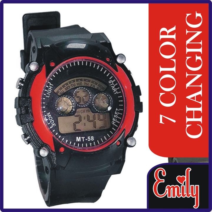 EMILY Special 7 Color Led Changing Light Sports Watch EMILY Special 7 Color Led Changing Light Sports Watch Seven colours changing in dial