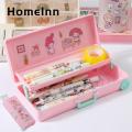 Portable Pen Box Portable Double-layer Stationery Trolley Case with Plastic Buckle Closure Rectangular Shape Pencil Box for School Office Supplies Convenient Design for Stationery Box with Trolley. 