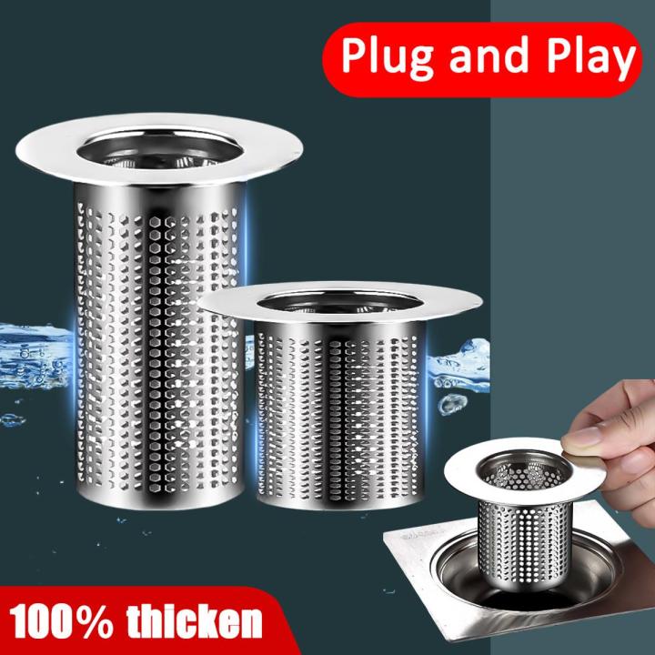 Stainless Steel Floor Drain Filter Toilet Leakage Net Anti-clogging Wash Basin Water Plug Home Kitchen Anti-odor Floor Drain 1Pcs