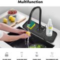 Silicone Faucet Mat For Kitchen Bathroom, Sink Draining Pad Keep Drying Kitchen Accessories (Black (14.6" X 5.5"). 
