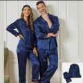 Couple Bridal and Groom Nightwear - 4 Pcs Satin Silk Hot Ladies Nighty Set. 