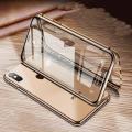 Biruiqu For iPhone X / iPhone XS Magnetic Absorption Case Metal Frame Shockproof Double Sided Tempered Glass Magnetic Case Cover. 