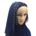 Navy Blue Rimmed Stone Work Glittery Shimmery Scarf Hijab. 