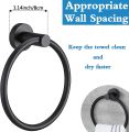 Alkhaleej Matte Black Towel Ring for Bathroom 1 Pack, Kitchen Bath Towel Holder Hangers Wall Mount Heavy Duty Storage Stainless Steel. 